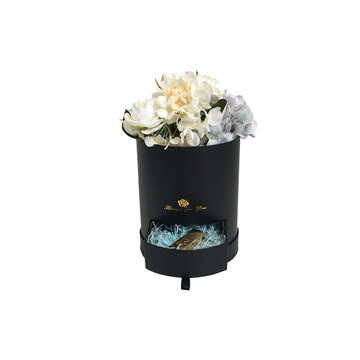 Round luxury flower hat box with drawer