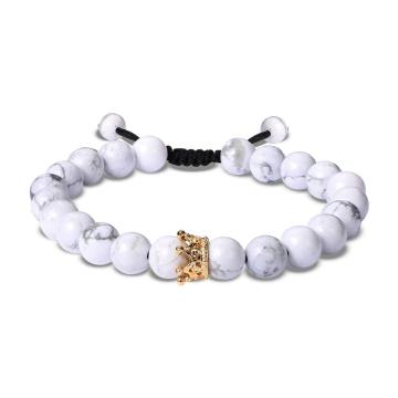 Crown natural stone beads bracelet