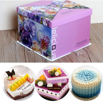 Square elegant birthday cake box