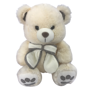 Plush Teddy Bear White With Bow