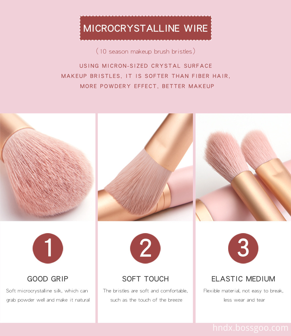 10 Piece Pink Makeup Brush Set