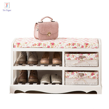 Factory modern wood white brown color shoe cabinet