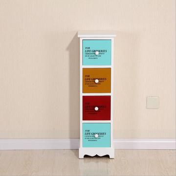 Colorful design 4 drawers wooden storage cabinet