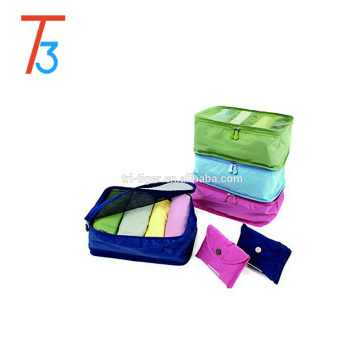 3 sets packing cube luggage organizer nylon mesh portable travel partition pouch storage bags for underwear and cosmetic bag