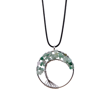 Green Aventurine Tree Pendant Necklace Friendship Jewelry