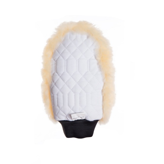 One sided natural sheepskin grooming mitt pro white