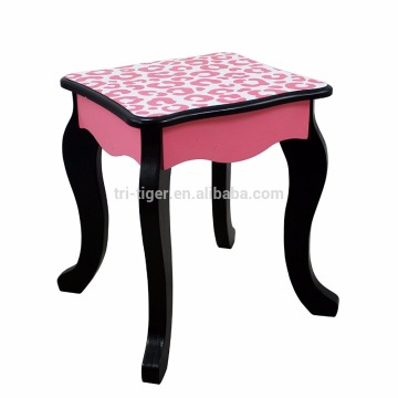 Fashion Prints Girls Vanity Table Stool Set with Mirror Leopard for KIDS (Pink Black)