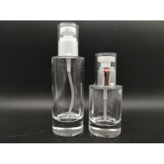 50ml transparent round cosmetic latex pump glass bottle