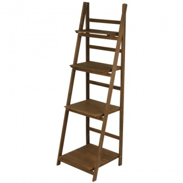 Wholesale white wash wood ladder rack display folding stand shelf for plant flowers