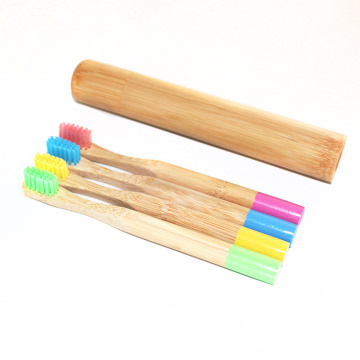 Customized Logo Charcoal Bristle Bamboo Toothbrush Tube Set