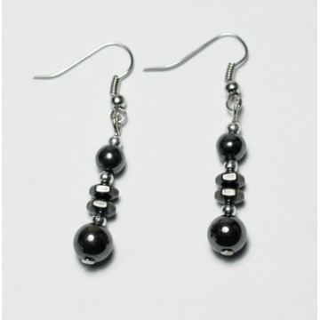 Hematite Fish Earring with silver color finding