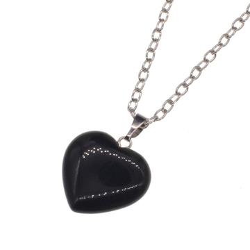 Black Onyx Heart Pendant necklace 45cm Chain