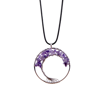 Healing Tree Of Life Pendant Wrapped Amethyst