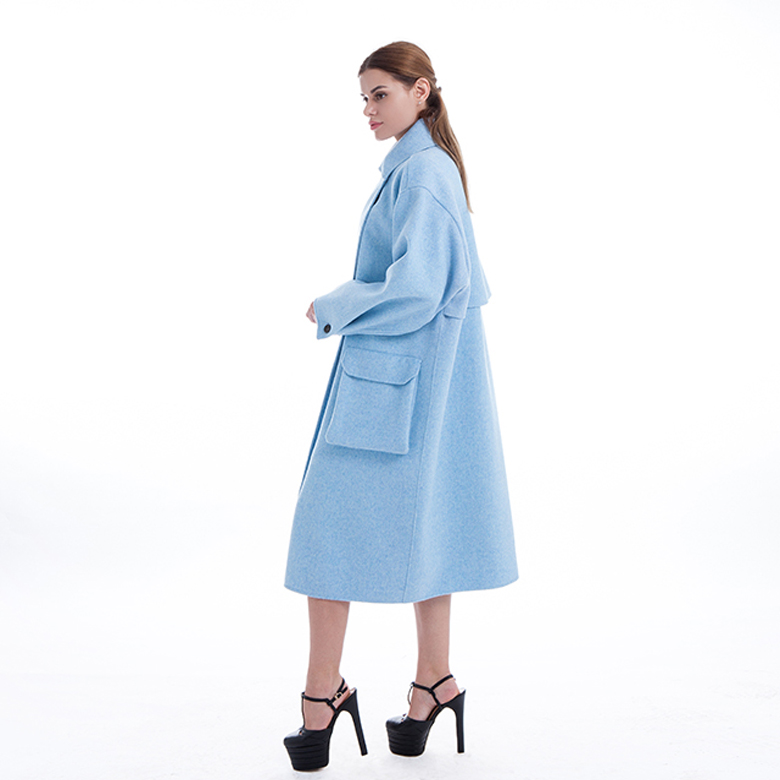 Lady Blue Classic Pure Cashmere Coat