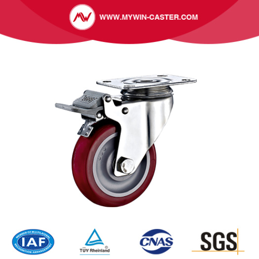 Braked Plate Swivel PU Stainless steel Caster