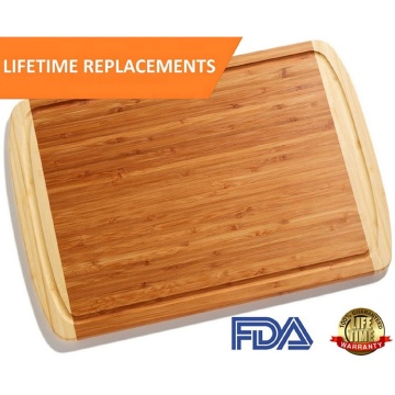 Chef Extra Large Organic Bamboo Cutting Board for Kitchen - LIFETIME REPLACEMENT BOARDS - 18 X 12.5 Inches