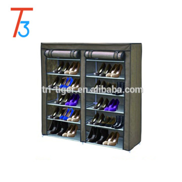 2 Door Dustproof Portable Clothes Shoe Rack Organizer With Cover, 6 Tier Shoe Tower Rack Cabinet