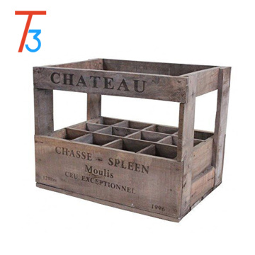 vintage style wooden whisky wine crate box - 12 bottle holder
