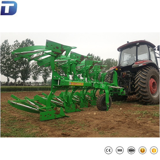 Tractor mounted hydraulic reversible furrow moldboard plow