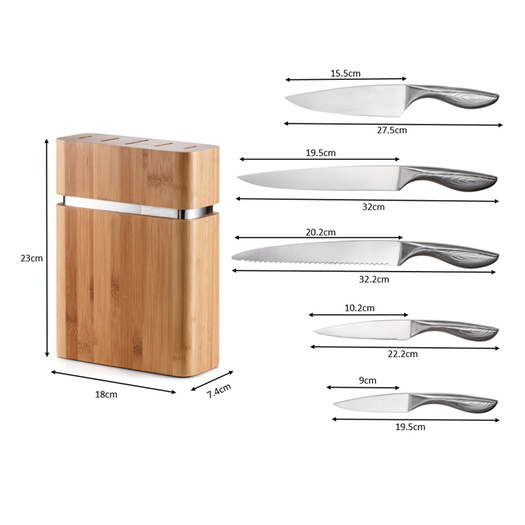 Garwin 6pcs kitchen knife set with bamboo block