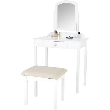 Modern Dressing Table Wood Furniture Design mirrored Dresser with stool