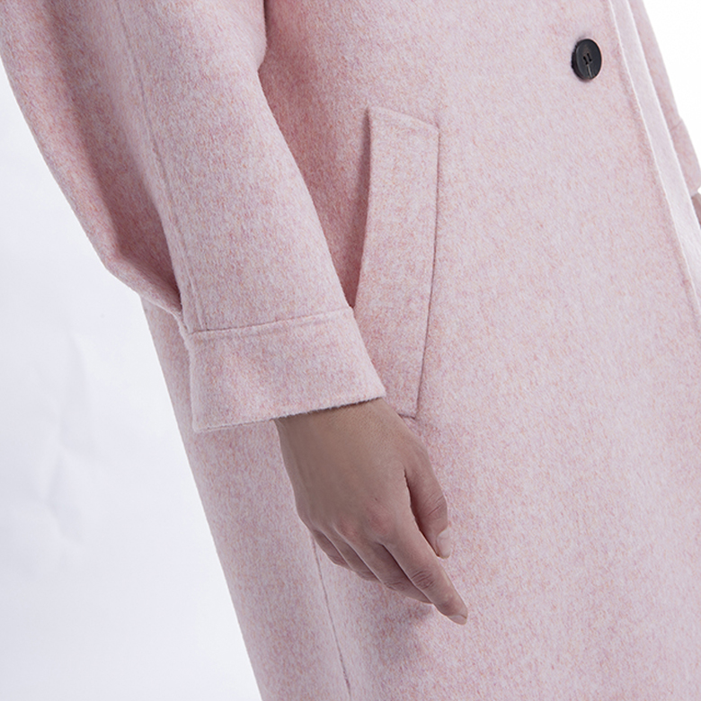 The Side of Pink Single-row Button Cashmere Coat