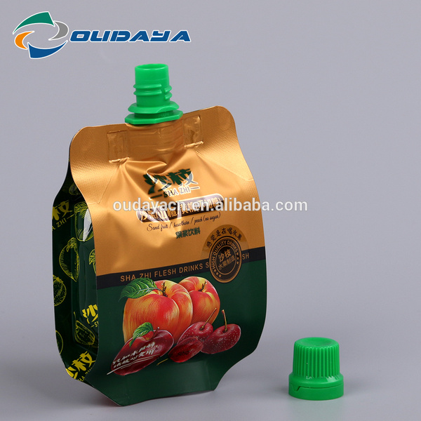 Printed Plastic Liquid Fruit Drink Pouch With Spout