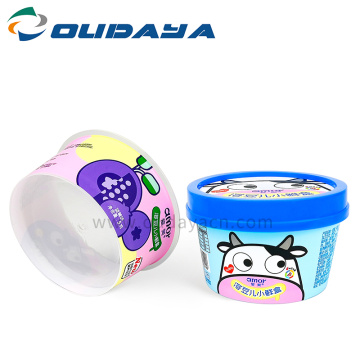 frozen ice cream yogurt plastic cup with lid spoon