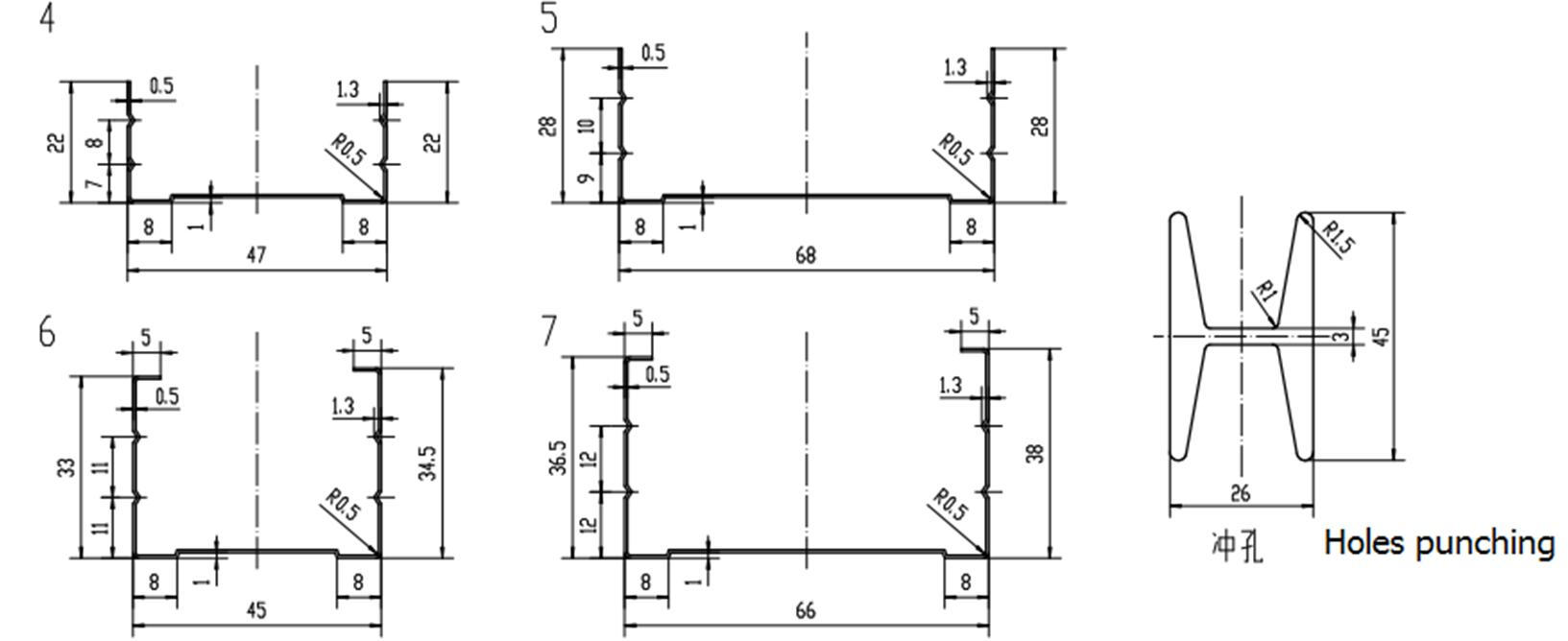 45/66 C 47/68 U Roll Forming Machine 