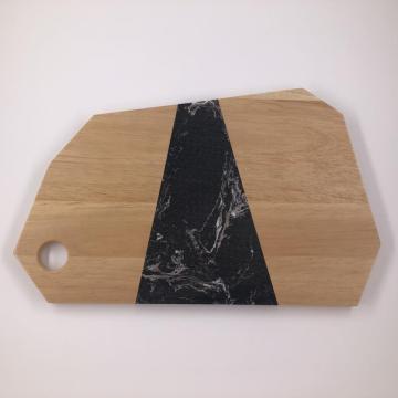 Round marble & wood cutting board