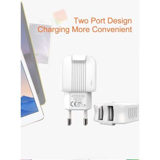 Dual Port USB Charger 2.4A Wall Charger