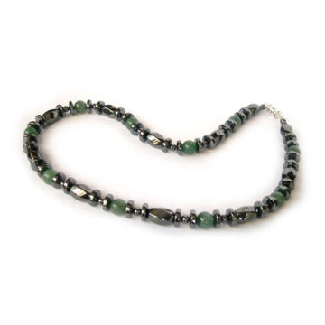 Hematite Gemstone necklace with Green Aventurine +Hematite clasp