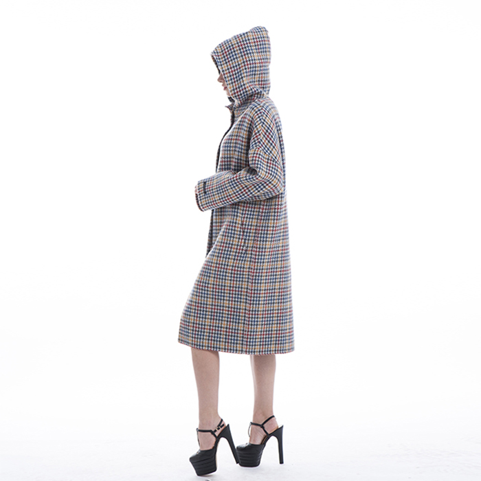 Colored checked cashmere winter dress side