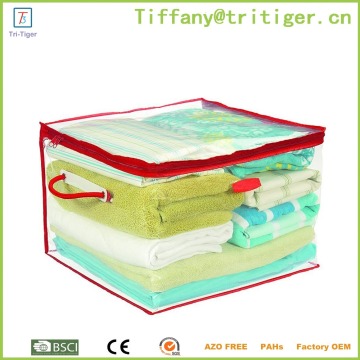 factory foldable clear pvc quilt bag with non woven bag for home organizer