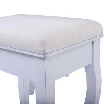 Vanity Table Jewelry Makeup Desk Bench Dresser w/ Stool  Drawers White