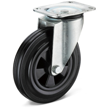 13 Series Black Rubber Flat Bottom Movable Casters
