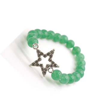 Green Aventurine Gemstone Bracelet with Diamante alloy star Piece