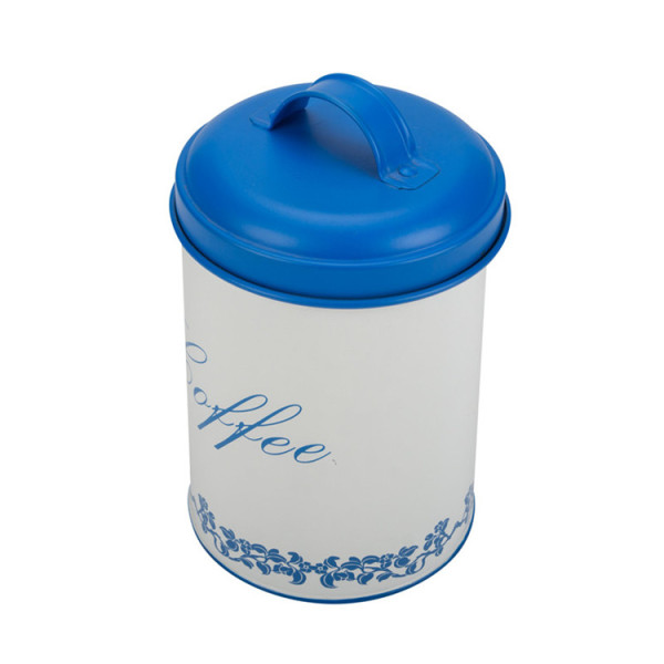 White and blue tea sugar canister set
