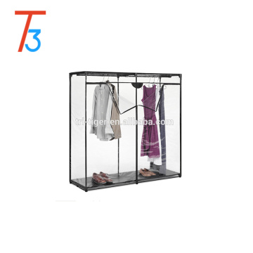 Transparent folding plastic clothes wardrobe