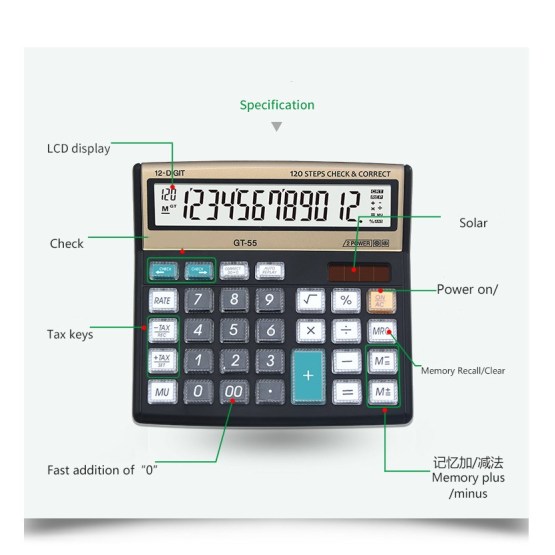 120 Steps Desktop Calculators with Two-way Power