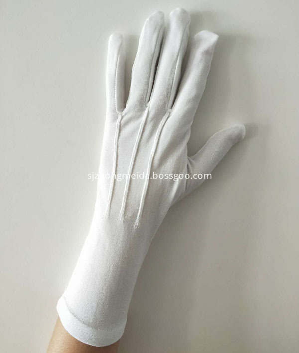 Military Parade White Nylon Gloves Back