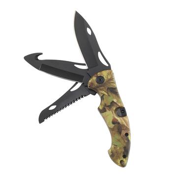 3-blade camo coated outdoor folding survival knife
