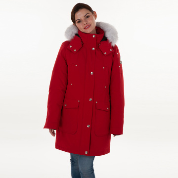 Fashion single-breasted red down jacket