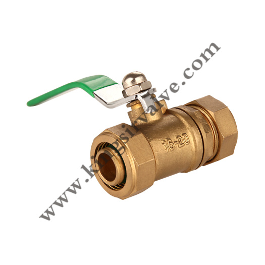 Green handle brass ball valve
