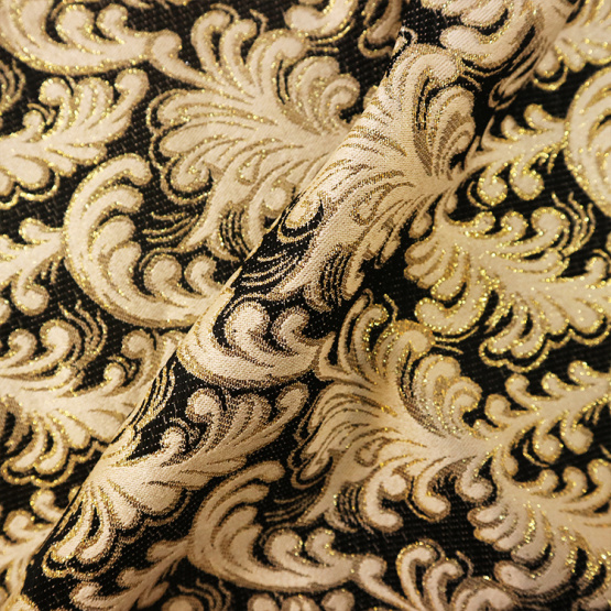 Wholesale Gold Ink Flower Jacquard Curtain Fabric