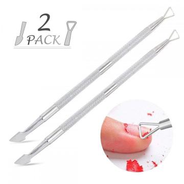 LADES 2 Pcs Stainless Nail Cuticle Pusher