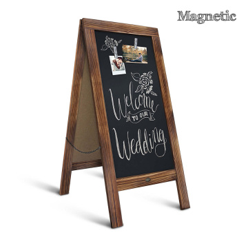 Rustic Magnetic A-Frame Chalkboard Sign Free Standing Chalkboard Easel Sturdy Sidewalk Sign Folding Chalkboard