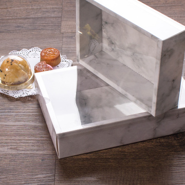 Marble pattern bakery food box with clear lid