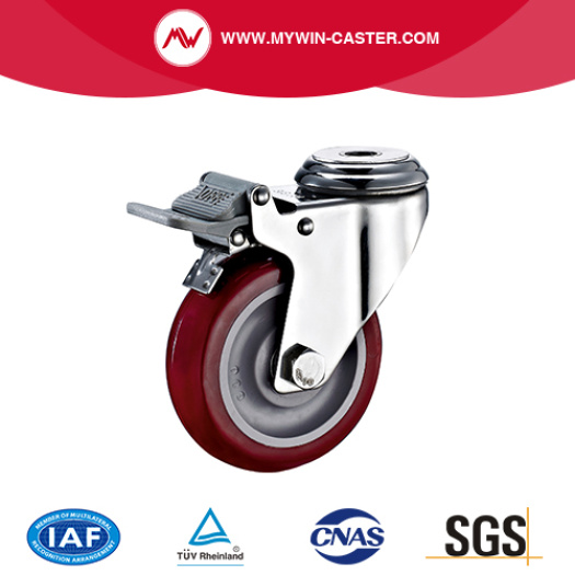 Braked Bolt Hole PU Stainless Steel Caster