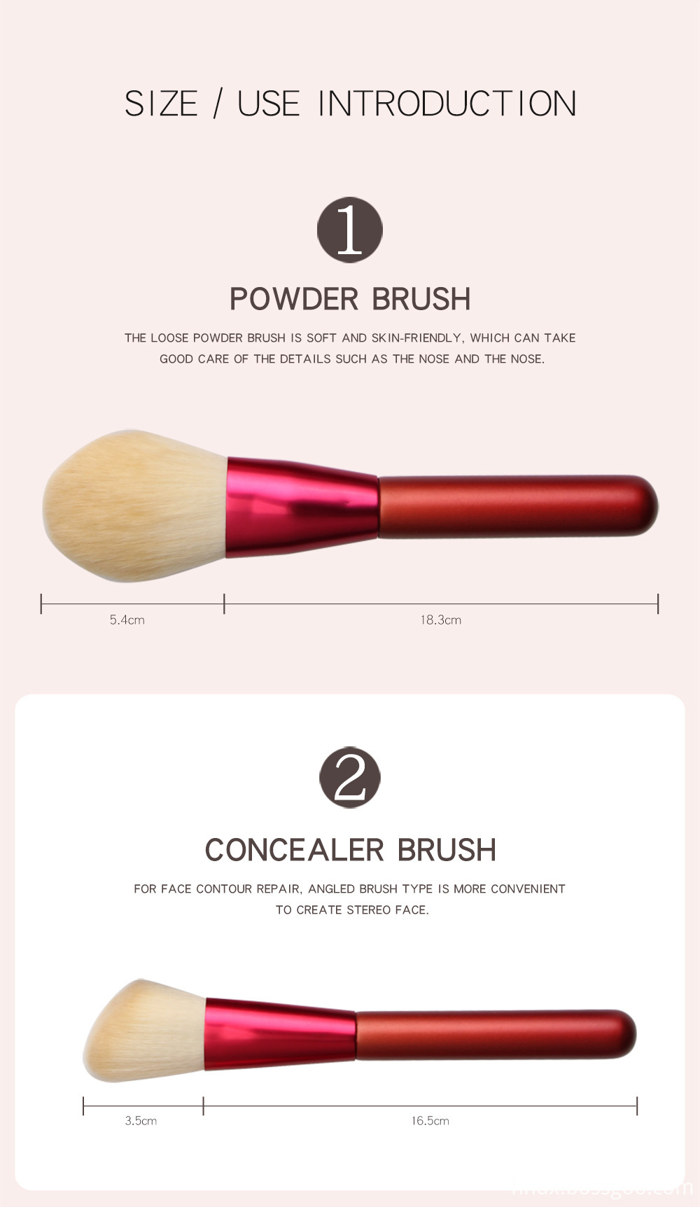 12 PCS Red Handle Makeup Brushes Set Size 1